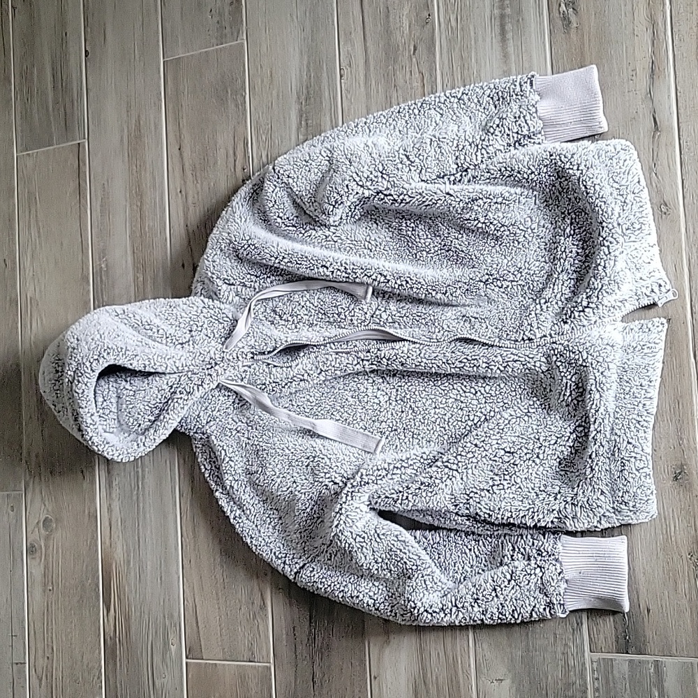 Lou and Grey for Loft Snow Speckle Cozy Zip Teddy Bear Jacket Size small - Picture 4 of 4
